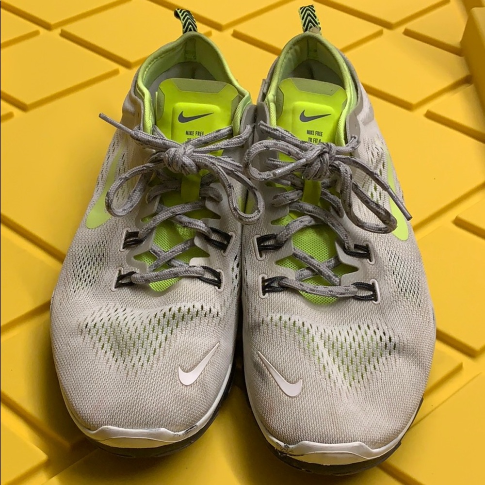 Silver NeonGreen Women Nike Free TR Fit 4 Sneakers